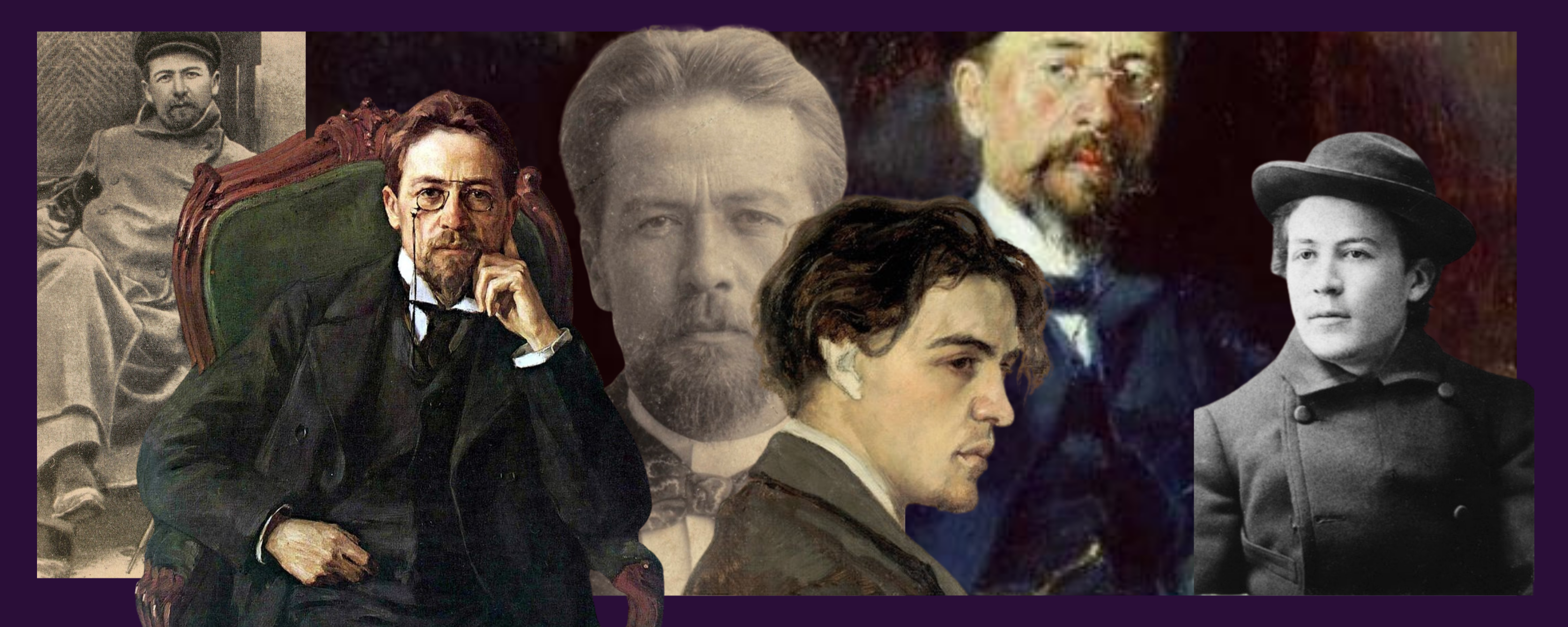 Six portraits or photographs of Anton Pavlovich Chekhov